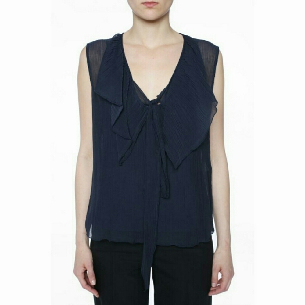 NWT See By Chloe Navy Gathered 2pcs top w Ruffles